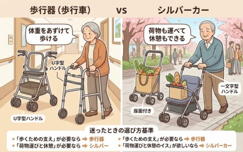 シルバーカーと歩行器の違いは何？作業療法士が易しく解説！